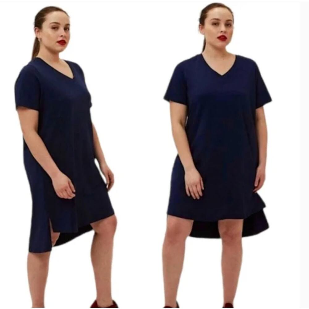 Universal Standard Tesino Jersey Dress 4XS 00 0 2XS NWT Navy Blue V Neck